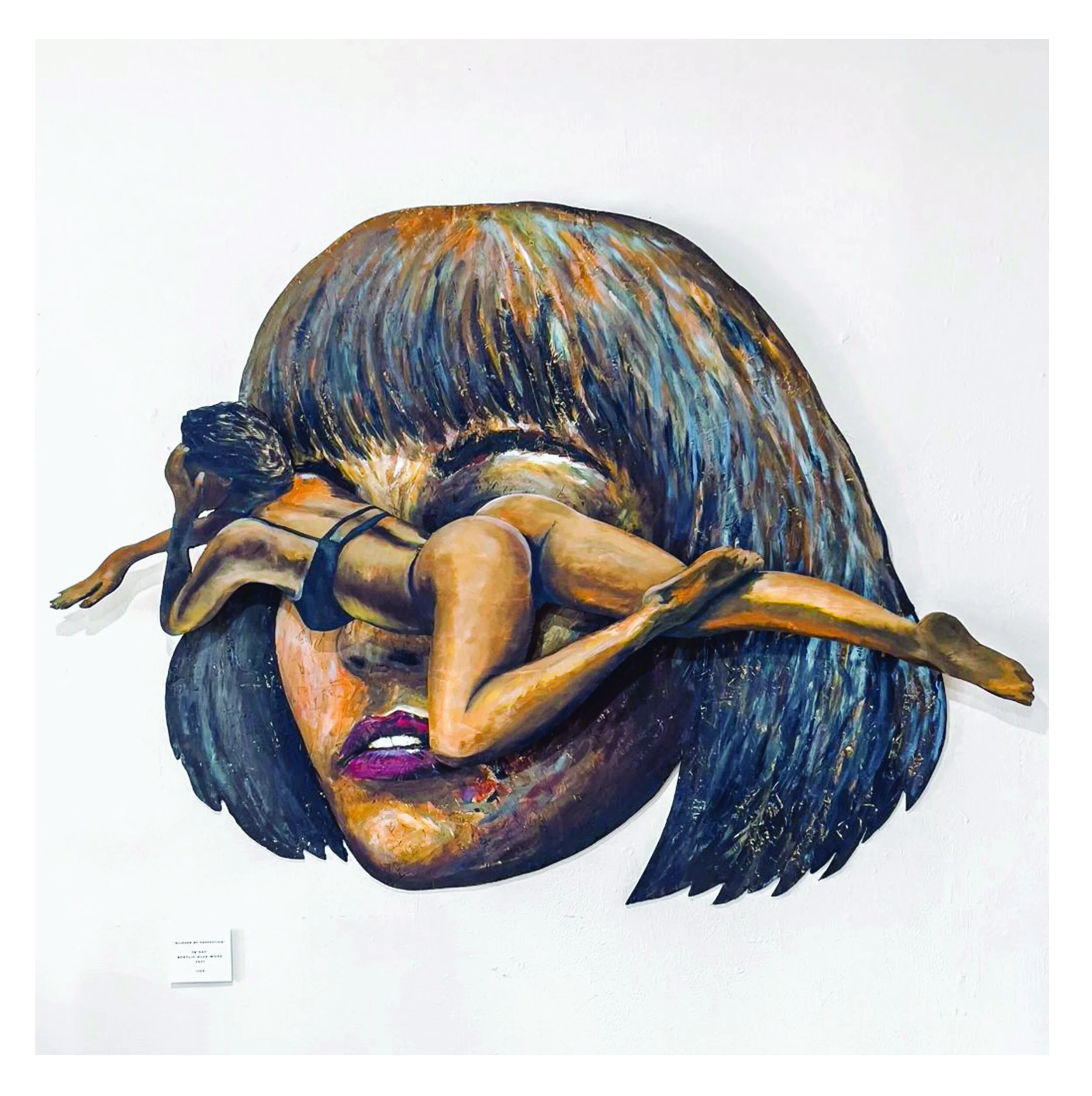 Raw contemporary portrait with textured mixed media by Nick Bodoin Montreal Canada
