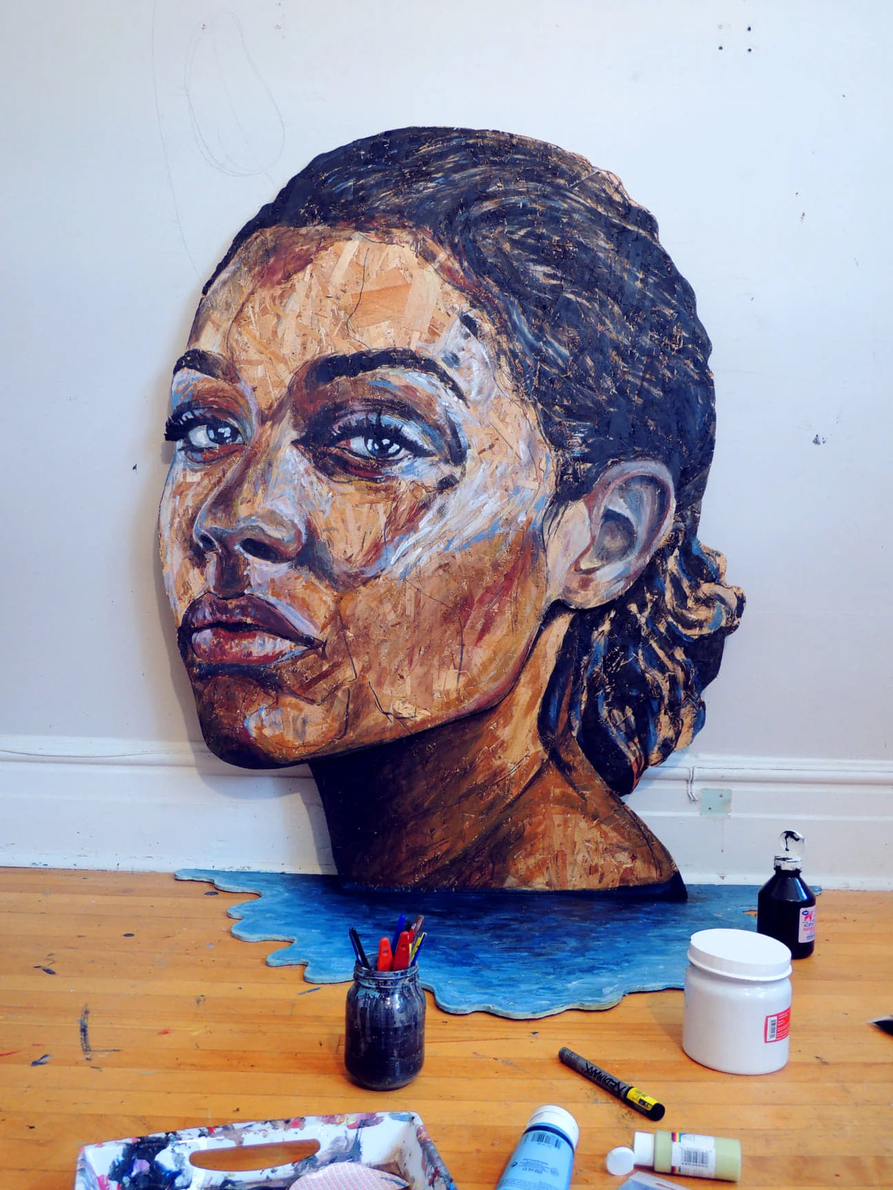 Non-conventional portrait painting examining human emotion by Montreal contemporary artist