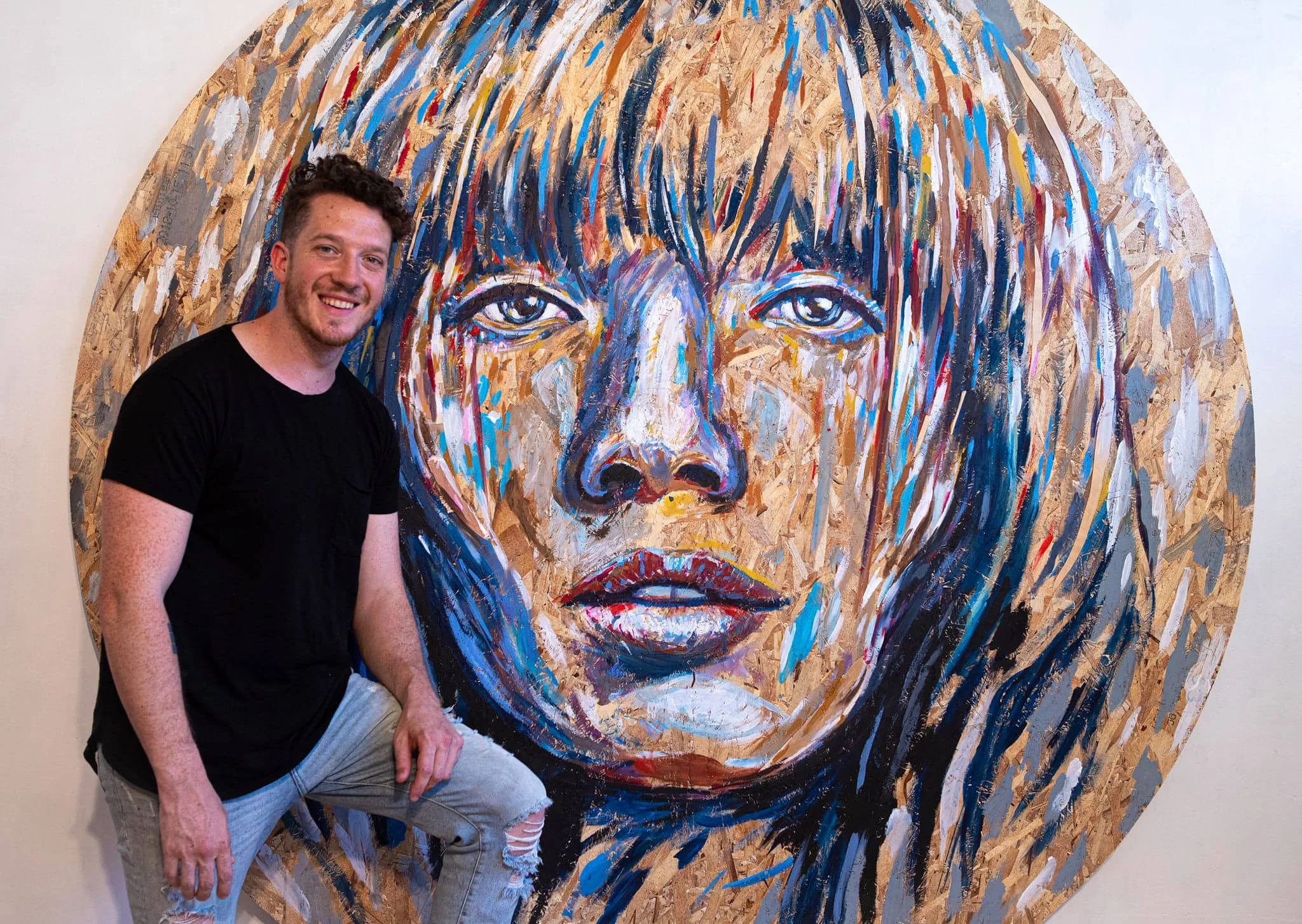 Original mixed media portrait blending painting and sculptural elements by Nick Bodoin Toronto
