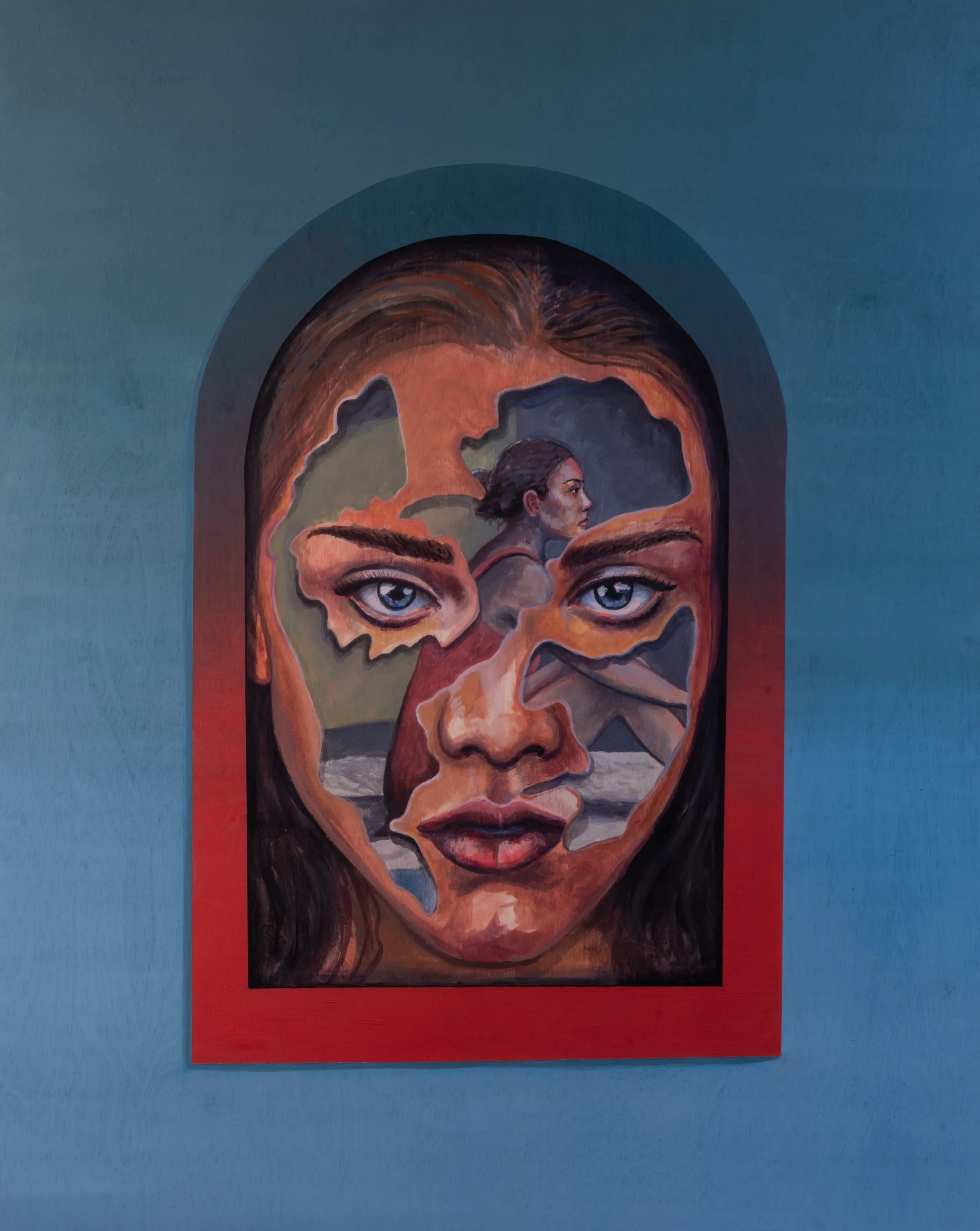 Contemporary portrait painting exploring the power of eye contact and human connection Canada